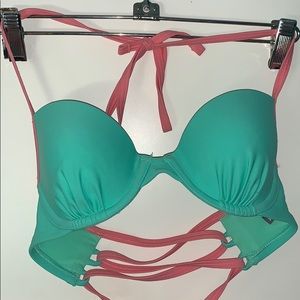 Aerie Pink and Mint Green Bikini Top